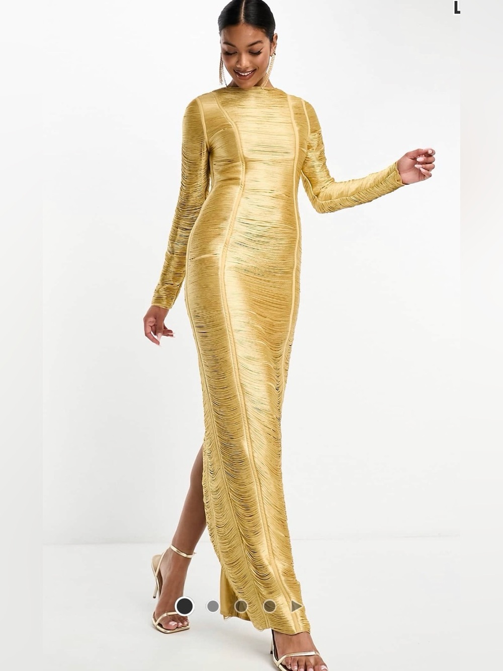 New- ASOS Design fringe long sleeve maxi dress, size 2.